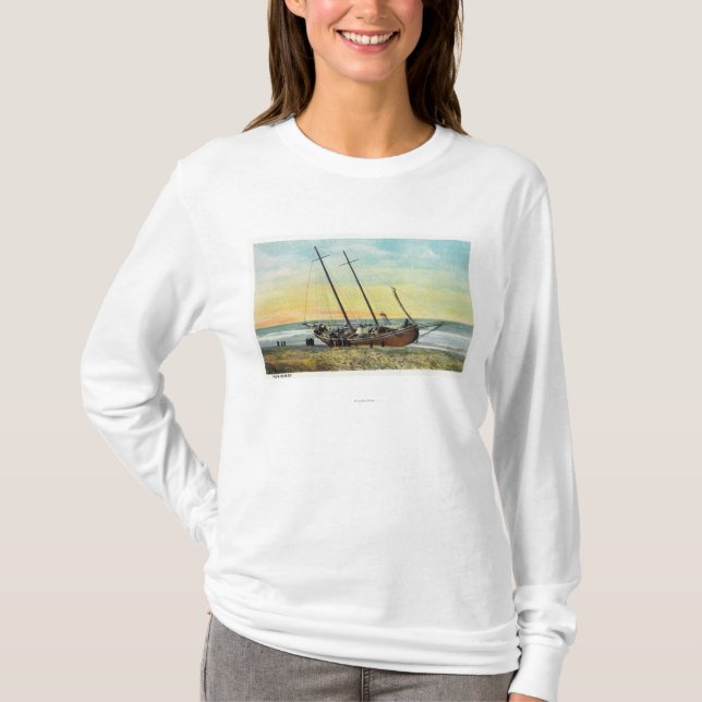 Ansicht des Rum-Läufer-Schiffs an Land T-Shirt (Vorderseite)