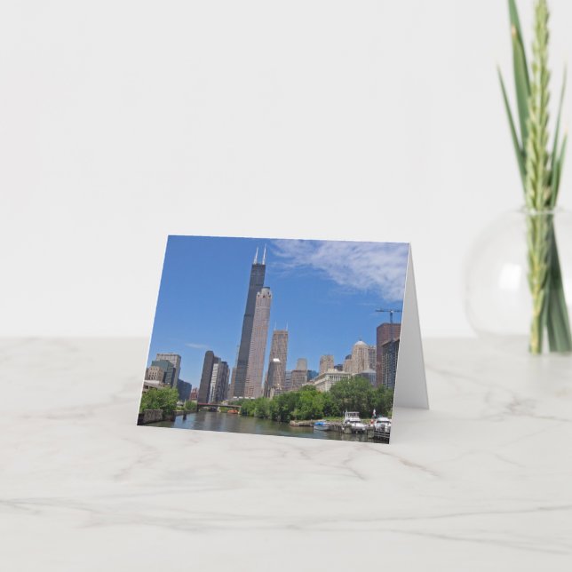 Ansicht des Sears Tower vom Chicago River Karte (Vorderseite)