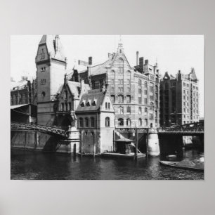 Ansicht des Speicherstadt Hamburg, c.1910 Poster