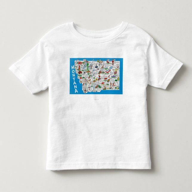 Ansicht des Staat mit Cartoons, landschaftliche Kleinkind T-shirt (Vorderseite)