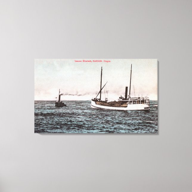Ansicht des Steamer ElizabethBandon, OR Leinwanddruck (Vorderseite)