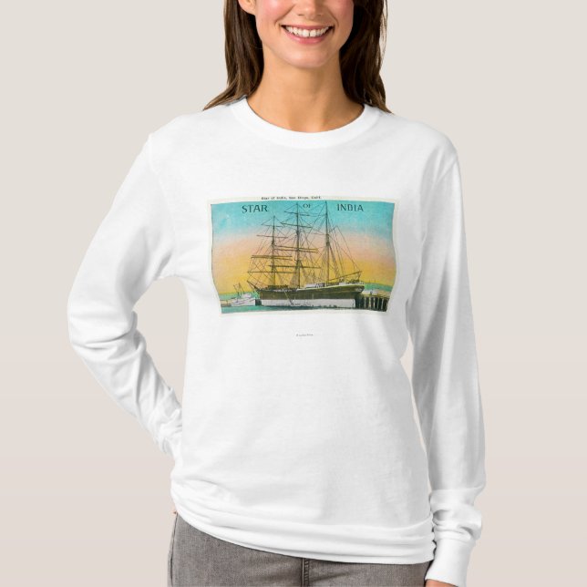 Ansicht des Sternes Indien-Bootes angekoppelt T-Shirt (Vorderseite)