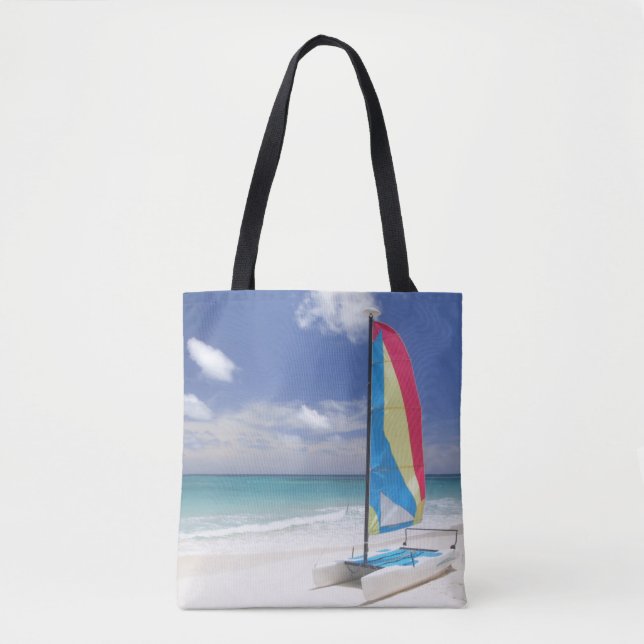 Ansicht des Strandes mit Segelboot Tasche (Vorderseite)
