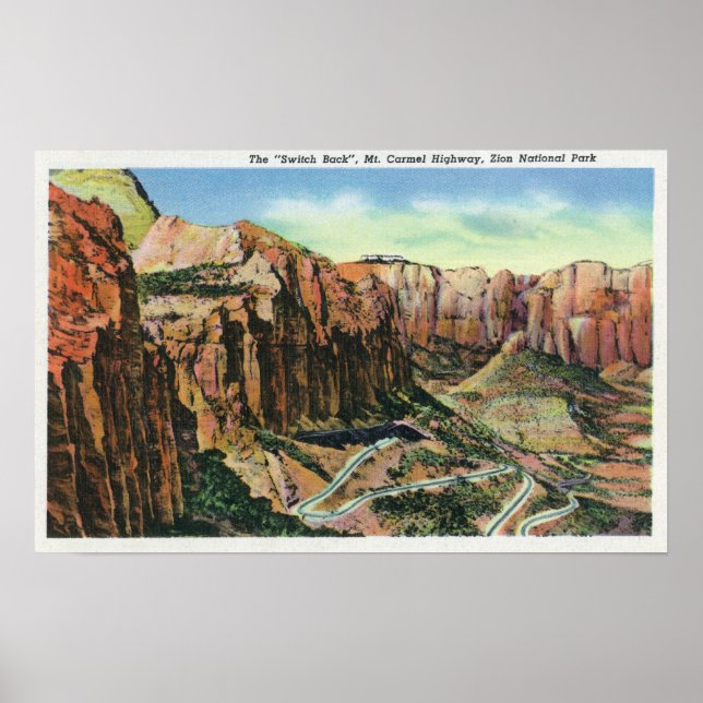 Ansicht des Switch Back, Mt. Carmel Highway Poster (Vorne)