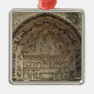 Ansicht des Tympanum, der Madonna darstellt Silbernes Ornament