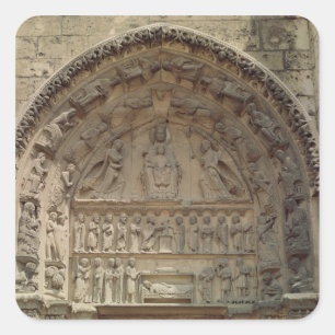 Ansicht des Tympanums mit der Madonna Quadratischer Aufkleber