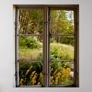 Ansicht durch altes Fenster Poster