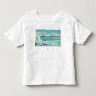 Ansicht einer Brandungs-Szene, Schiffe auf Casco Kleinkind T-shirt