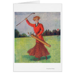 Ansicht einer Frau im roten Golf spielen