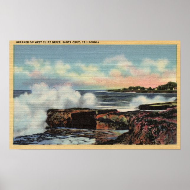 Ansicht eines Breakers auf der West Cliff Drive Poster (Vorne)