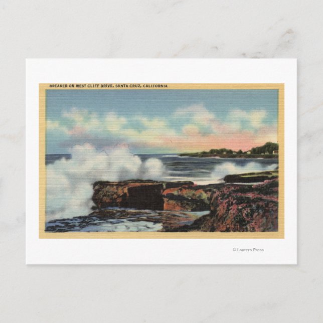 Ansicht eines Breakers auf der West Cliff Drive Postkarte (Vorderseite)