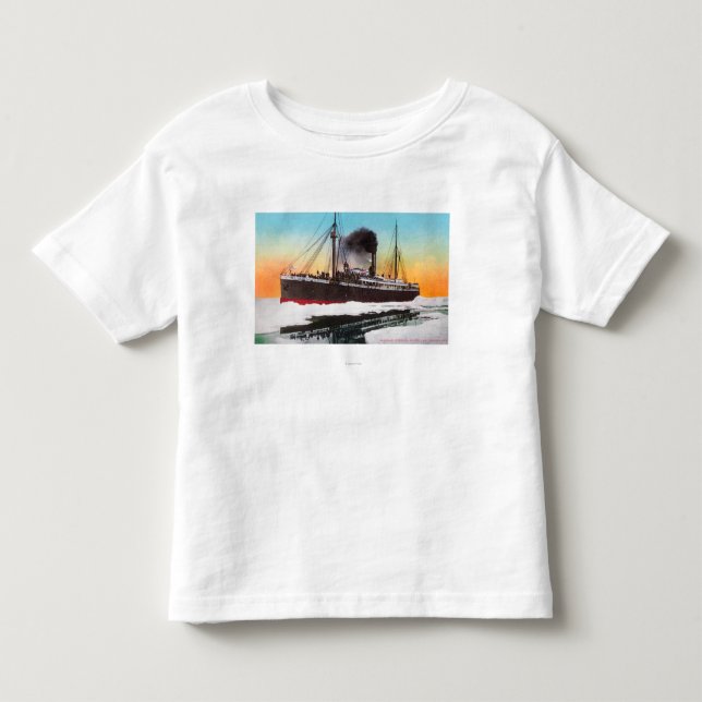 Ansicht eines Dampfers in einem Eis-Stau Kleinkind T-shirt (Vorderseite)