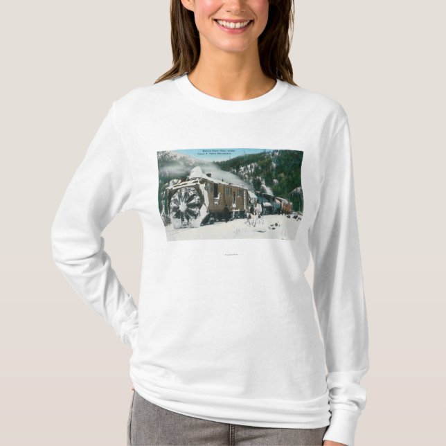 Ansicht eines Drehschnee-Pflugs in den Bergen T-Shirt (Vorderseite)