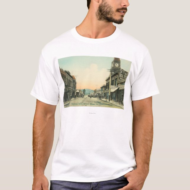 Ansicht eines Geschäfts StreetSan Luis Obispo, CA T-Shirt (Vorderseite)