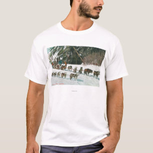 Ansicht eines heiseren Hund-Schlitten Teams T-Shirt