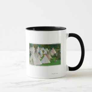 Ansicht eines indischen Dorfs und des Pendletons Tasse