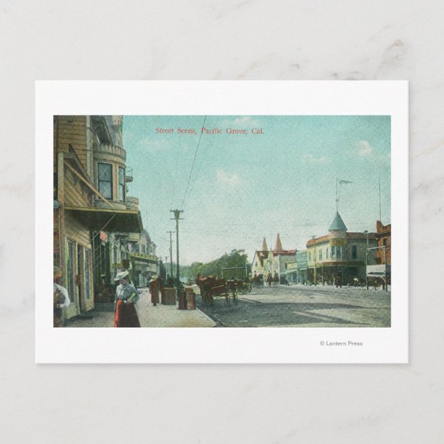 Ansicht eines Street ScenePacific Grove, CA Postkarte (Vorderseite)