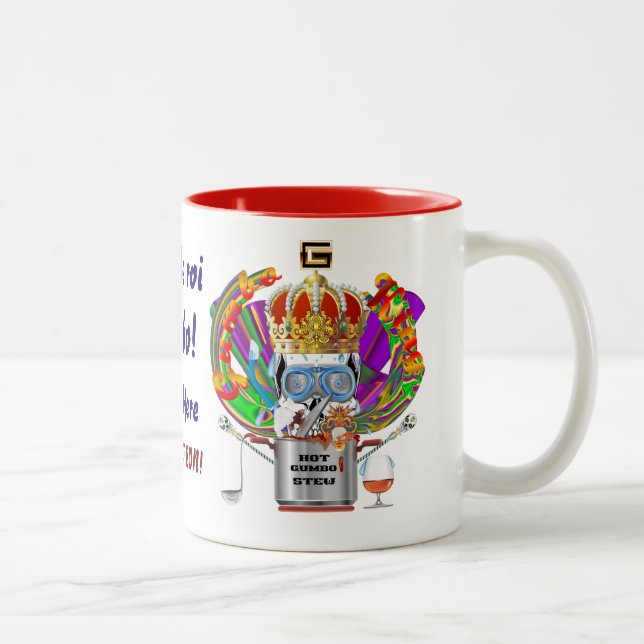Ansicht Gumbo-König-Karneval deutet bitte an Zweifarbige Tasse (Rechts)