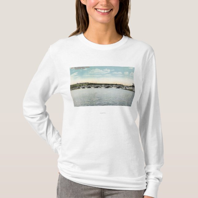 Ansicht neuer See Quinsigamond Brücke T-Shirt (Vorderseite)