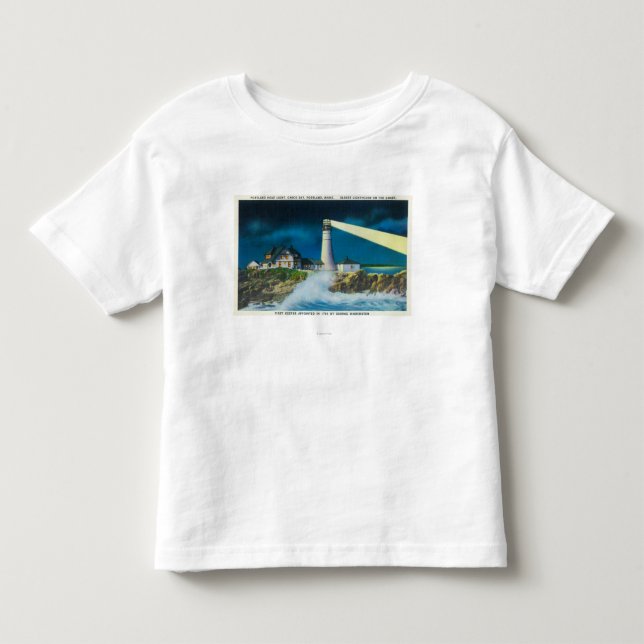 Ansicht Portlandhauptleuchtturmes auf Casco Bucht Kleinkind T-shirt (Vorderseite)