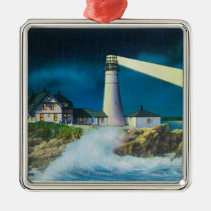 Ansicht Portlandhauptleuchtturmes auf Casco Bucht Silbernes Ornament