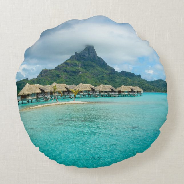 Ansicht über Bora Bora rundes Kissen Insel (Rückseite)