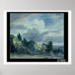 Ansicht über eine breite Landschaft, mit Bäumen im Poster