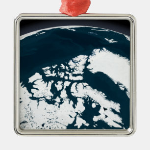 Ansicht über Grönland und den Nordpolarmeer Silbernes Ornament