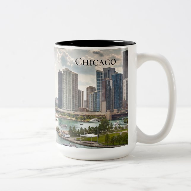 Ansicht vom Marine-Pier - Chicago-Foto-Tasse Zweifarbige Tasse (Rechts)