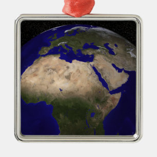 Ansicht von Afrika, Europa, das Mittlere Osten und Silbernes Ornament
