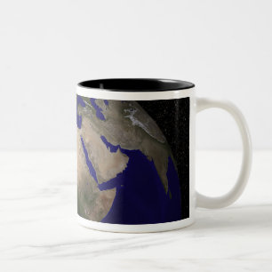 Ansicht von Afrika, Europa, das Mittlere Osten und Zweifarbige Tasse