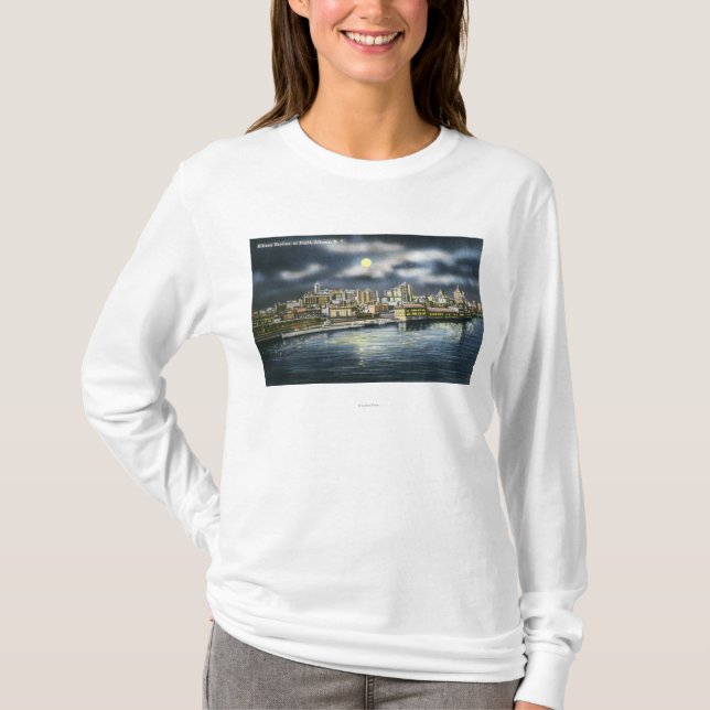 Ansicht von Albanien-Skylinen nachts T-Shirt (Vorderseite)