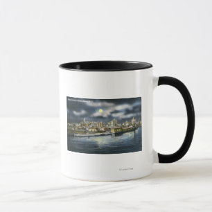 Ansicht von Albanien-Skylinen nachts Tasse