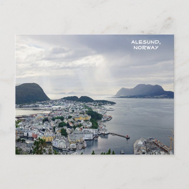 Ansicht von Alesund, norwegisches Meer, Norwegen Postkarte (Vorderseite)