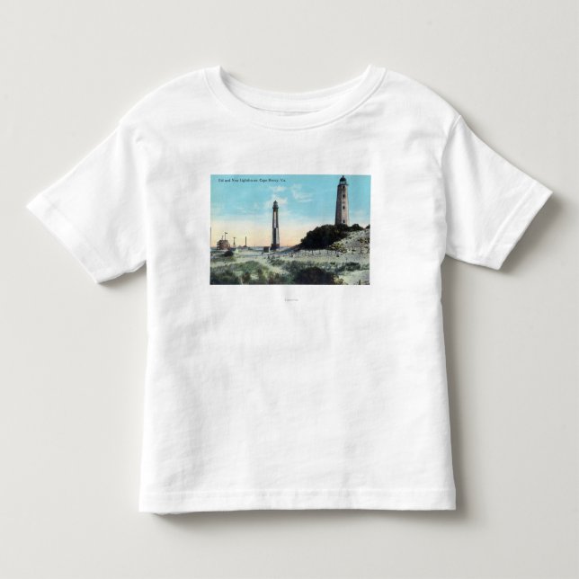 Ansicht von altem und neuem LighthouseCape Henry, Kleinkind T-shirt (Vorderseite)
