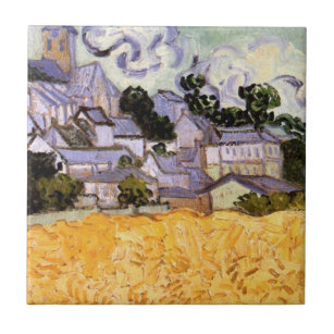 Ansicht von Auvers mit Kirche von Vincent van Gogh Fliese