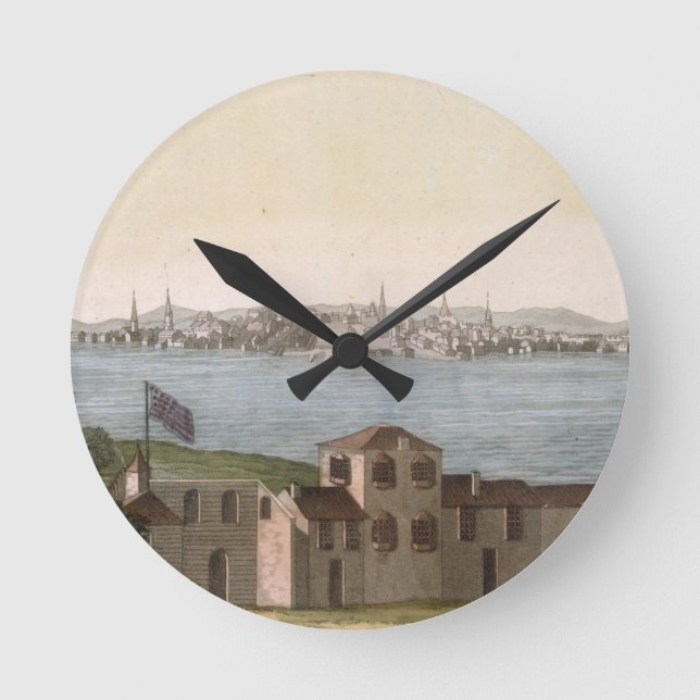 Ansicht von Boston, von 'Le Costume Ancien und Runde Wanduhr (Vorderseite)