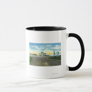 Ansicht von Brainard Feld, landende Flugzeuge u. Tasse