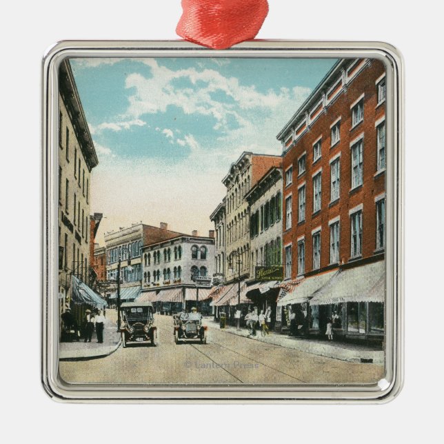 Ansicht von Broadway und von Eckstrang-Straße Silbernes Ornament (Vorne)
