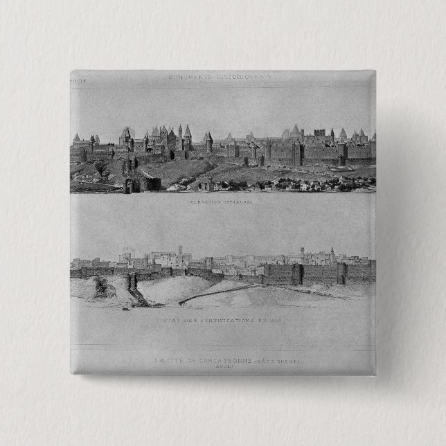 Ansicht von Carcassonne von der Westseite Button (Vorderseite)