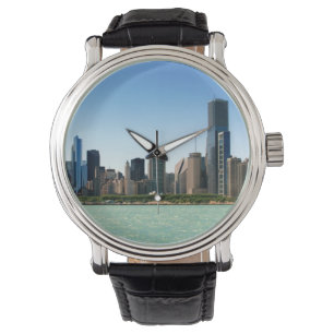 Ansicht von Chicago-Skylinen durch Michigansee Armbanduhr