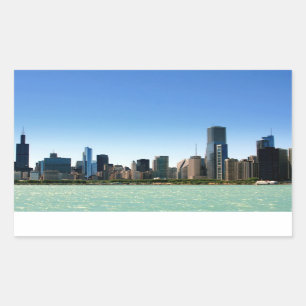Ansicht von Chicago-Skylinen durch Michigansee Rechteckiger Aufkleber