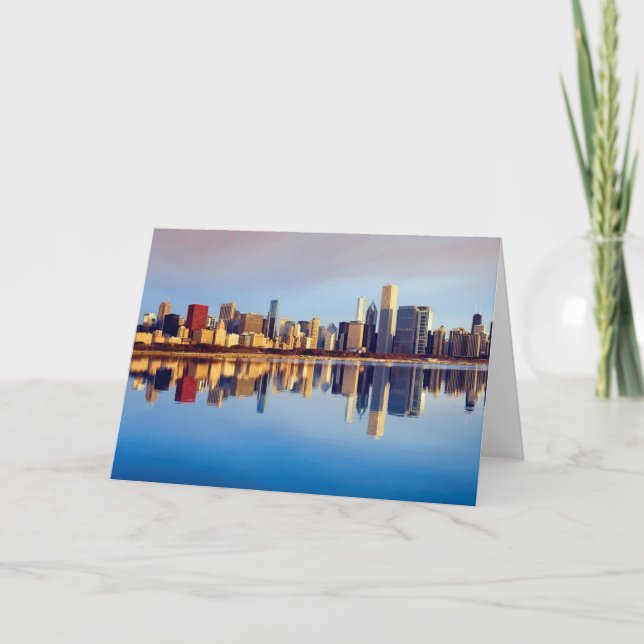 Ansicht von Chicago-Skylinen mit Reflexion Karte (Vorderseite)