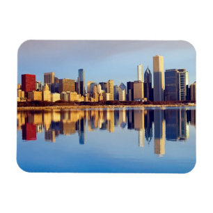Ansicht von Chicago-Skylinen mit Reflexion Magnet
