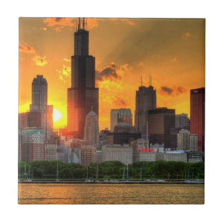 Ansicht von Chicagos Skylinen von Adler Fliese