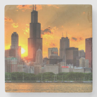 Ansicht von Chicagos Skylinen von Adler Steinuntersetzer