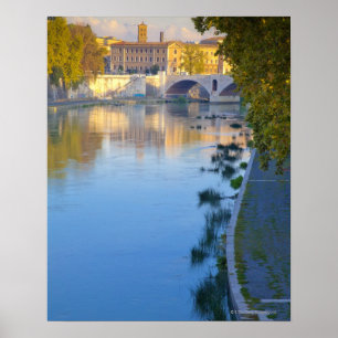 Ansicht von der Ponte Sisto Brücke des Tibers Poster