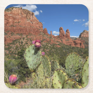 Ansicht von DoppelButtes Sedona, Arizona Rechteckiger Pappuntersetzer