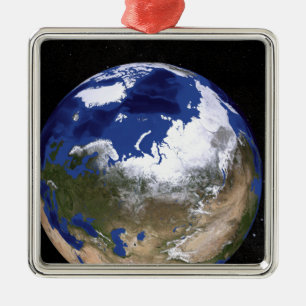 Ansicht von Erde die arktische Region zeigend Silbernes Ornament