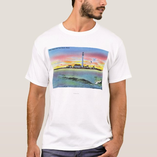 Ansicht von Gaben-Insel und Leuchtturm von York T-Shirt (Vorderseite)